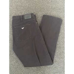 Armani Jeans J21 Straight Leg Pants Black Mens 38x29 Denim Dark Wash Button Fly
